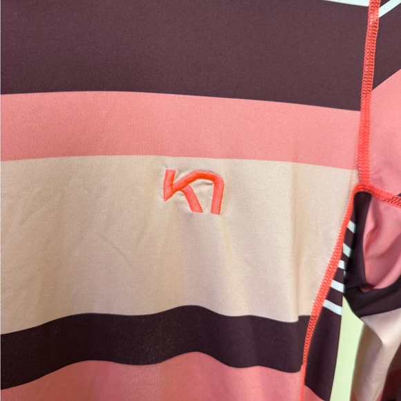 Kari Traa Stripe Long Sleeve Performance Top Pink/Maroon Small - Picture 2 of 6
